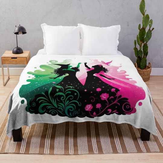 Discover Elphaba & Glinda Wicked the Musical Throw Blanket