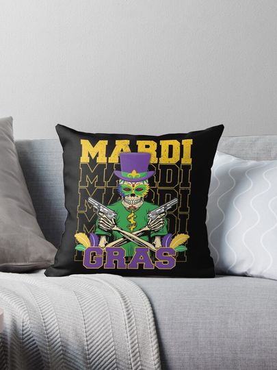 Discover Mardi Gras, Mardi Gras Skull, Funny parade costume  Pillow