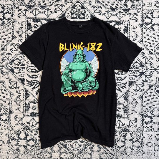Discover Vintage Unisex Black Cotton T-Shirt Size S B182 Buddha Y2K Rock Metal Punk A