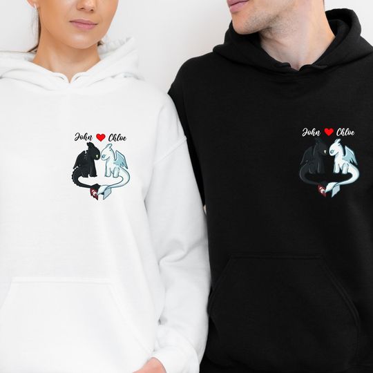 Discover Custom Toothless And Light Fury Couple Hoodie