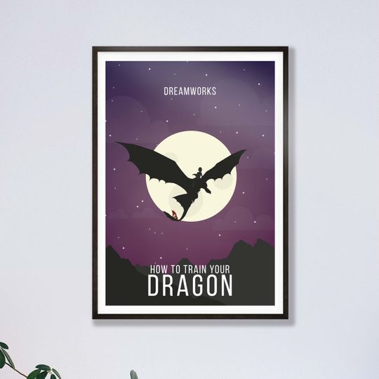 Discover How to Train your Dragon wall art - inspired minimalist movie poster