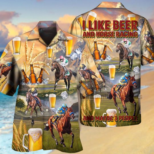 Discover Beer And Horse Racing On The Steppe Hawaii Shirt, Beer Days Shirt for Men and Women, Summer Beach Shirt