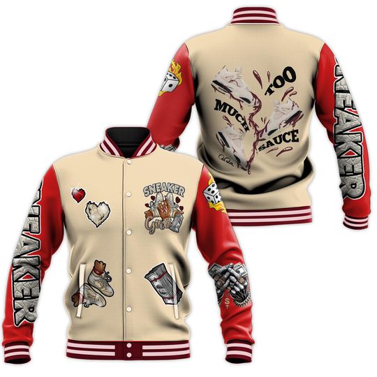 Discover Sneakerz Girlz Too Much Sauce Sneaker All Over Print Baseball Jacket
