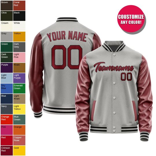 Discover Youth Boys Mens Gray Baseball Baseball Jacket, Custom Varsity Jackets Women Personalized Sports Coats