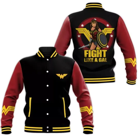 Discover Wonder Woman Fight Likes A Girl Baseball Jacket