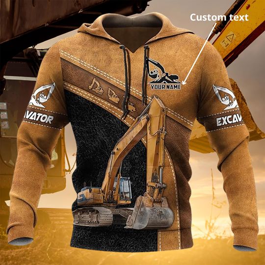 Discover Personalized Excavator Heavy Equipment Pattern 3D All Over Printed Hoodie