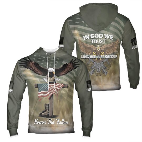 Discover Veteran American Flag Eagle In God We Trust Hoodie