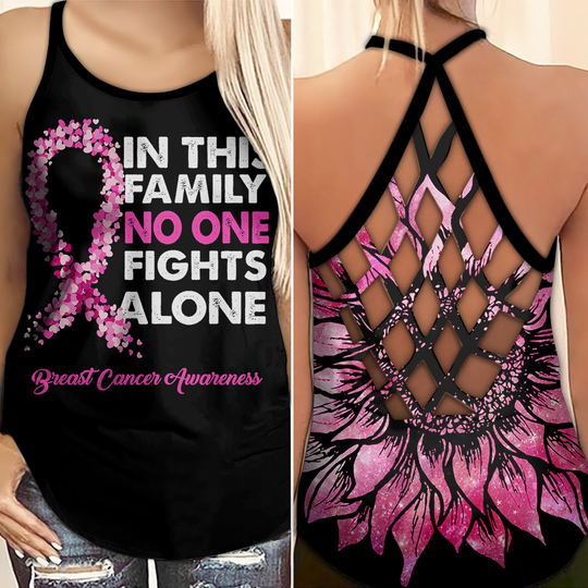 Discover In This Family - Breast Cancer Awareness Cross Tank Top