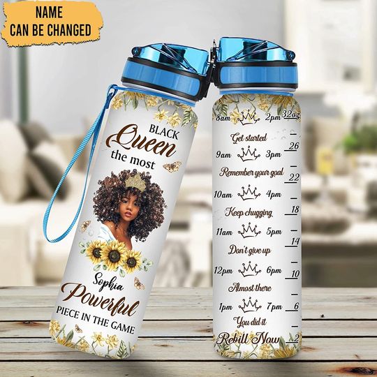 Discover Personalized Black Queen The Most Water Tracker Bottle