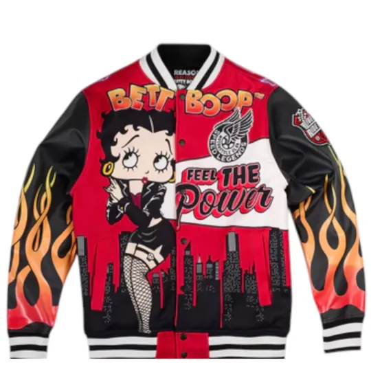 Discover Betty Boop Feel The Power Varsity Baseball Jacket