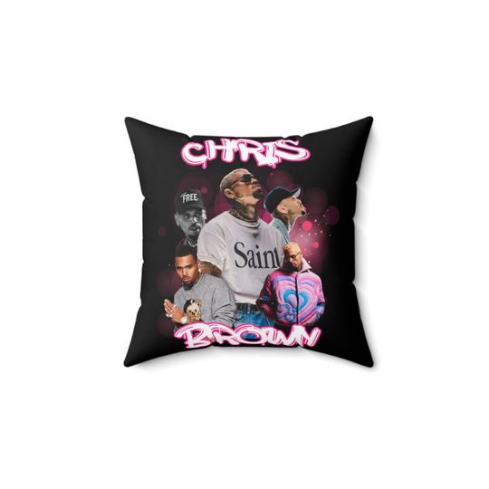 Discover Chris Brown Tribute Square Pillow, Music Fan Decor, Hip Hop Home Accents, Birthday Gift