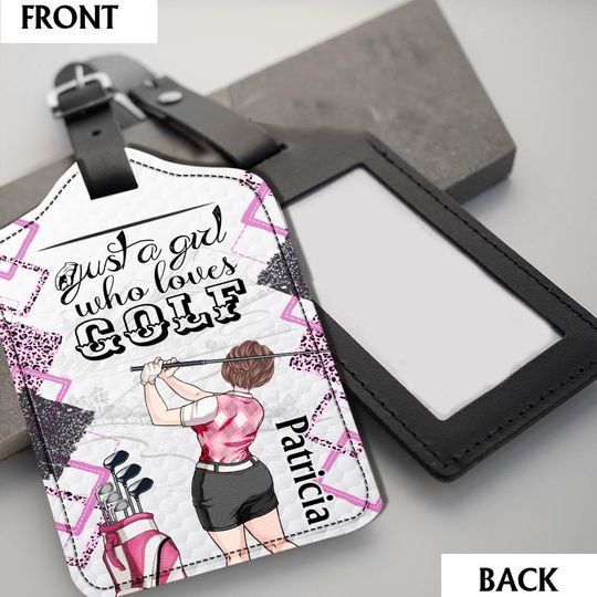 Discover Just a girl Personalized Golf Leather Luggage Tag