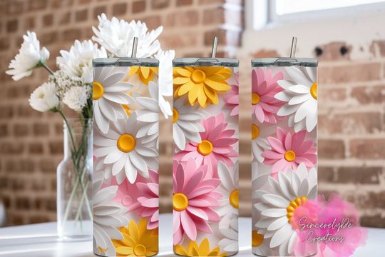 Discover 3D Flower Tumbler with Lid and Straw, Gifts for Fan