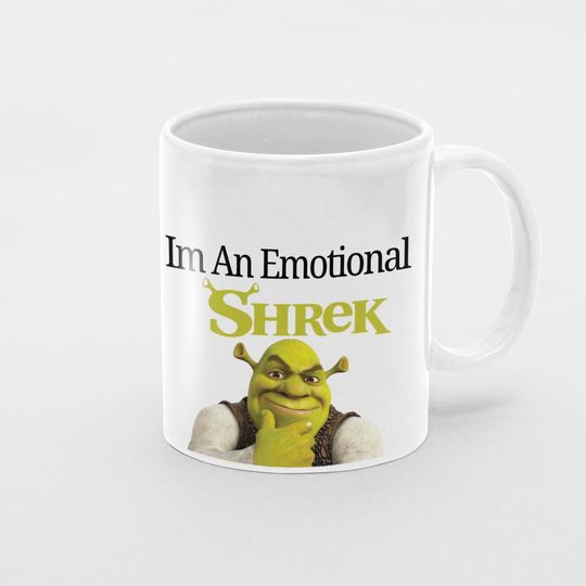 Discover emotional shrek coffee cup, funny quote, novelty gift, tea mug, ceramic cup