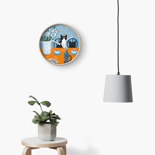 Discover French Press Coffee Cats Clock