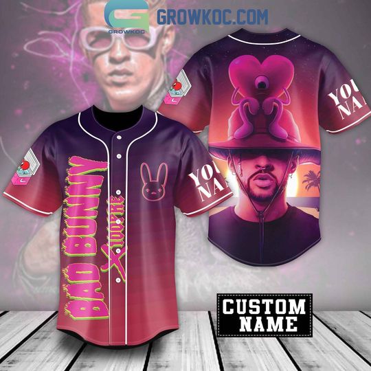 Discover Bad Bunny The Sunset Purple Fan Personalized Baseball Jersey