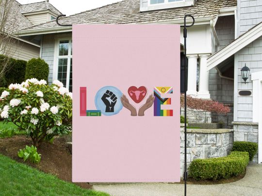 Discover Liberal Valentine's Day Garden Flag, Anti Trump Banned Books Garden Flag