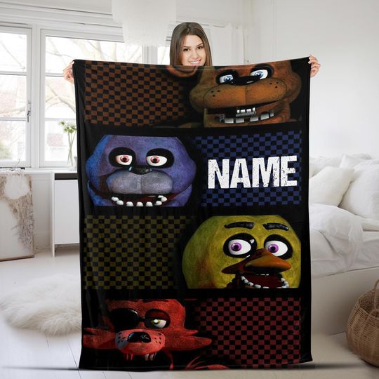 Discover Custom Name Blanket Five Nights Freddy FNAF Tapestry Personalized Blankets