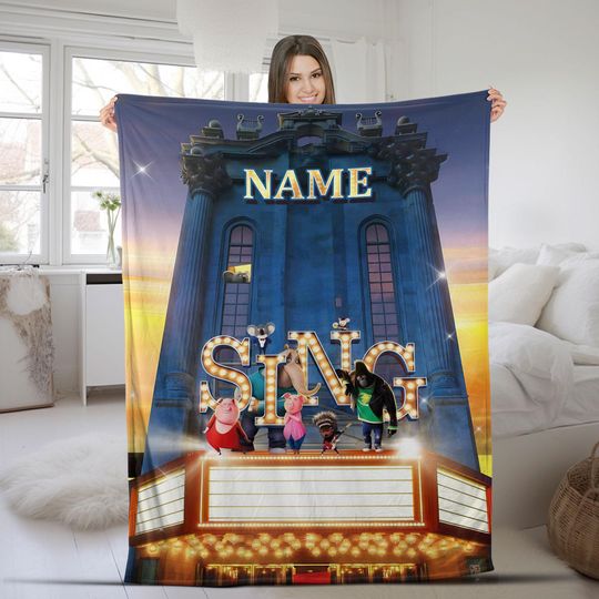 Discover Personalized Sing 2 Blanket, Pig Rosita Johnny Jimmy Nooshy Clay Calloway Character Blanket