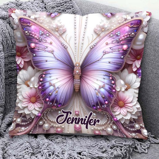 Discover Purple Butterflies - Personalized Butterfly Throw Pillow