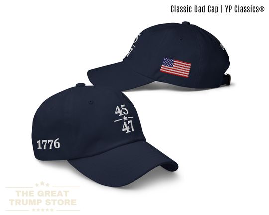 Discover 45 47 Hat Trump Hat, American Flag Patriotic Hat, 1776 USA Baseball Cap, Trump Embroidered Hat