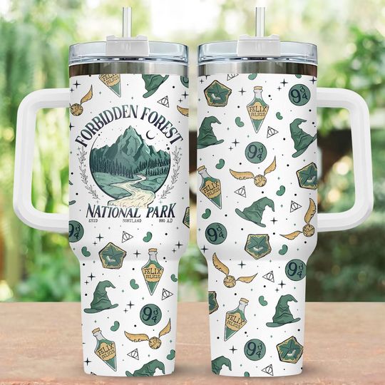 Discover Forbidden Forest Tumbler 40oz with handle, National Park Woman Tumbler
