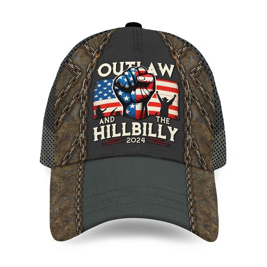 Discover Fist Pump USA Flag Outlaw And The Hillbilly Trump Vance Classic Baseball Cap