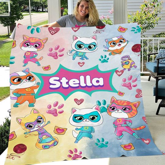 Discover Personalized Super Kitties Custom Blanket