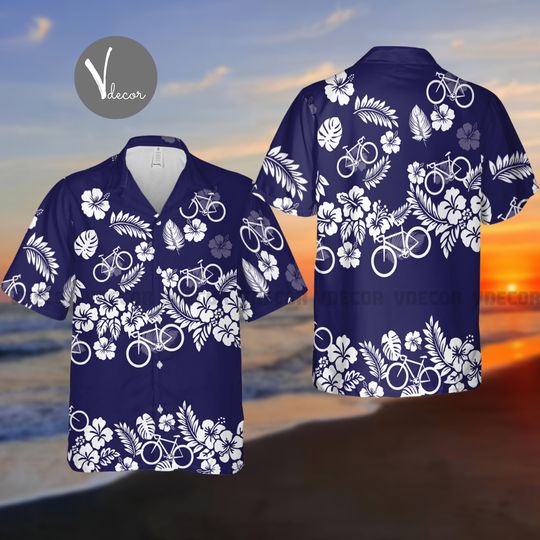 Discover Cycling Tropical Pattern Hawaiian Shir