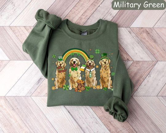 Discover Golden Retriever St Patricks Day Sweatshirt, St Patricks Day Sweatshirt, Lucky Dog Sweater