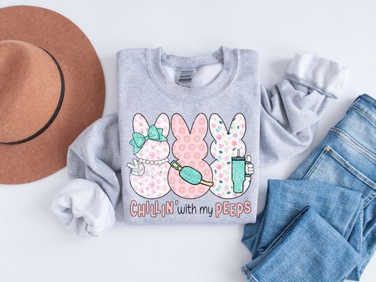 Discover Chillin With My Peeps Sweatshirt, Easter Bunny Sweater, Easter Sweater