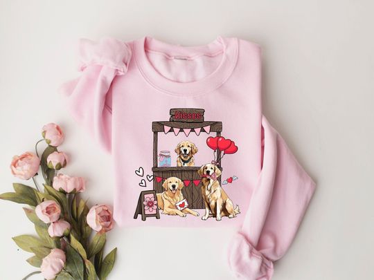 Discover Cute Valentines Sweatshirt, Golden Retriever Valentines Day, Valentines Day Gift, Dog Valentine Day