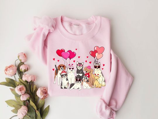 Discover Dog Valentine Sweatshirt, Valentines Day Dog, Dog Lover Valentines Sweatshirt, Dog Lover Gift