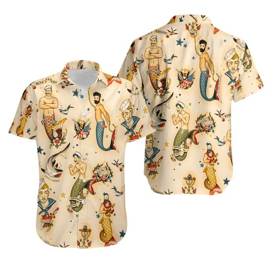 Discover Male Mermaid Hawaiian Shirt, Mermaid Lover Hawaiian Shirt
