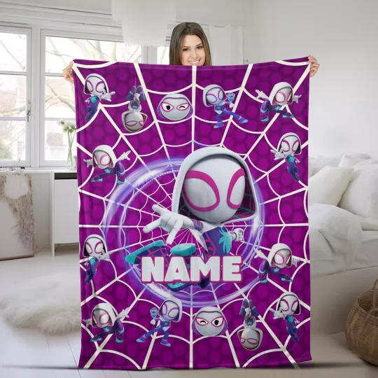 Discover Personalized Name Spider Gwen Blanket, Spidey and His Amazing Friends Blanket