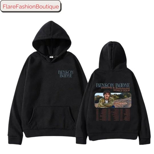 Discover Benson Boone Hoodie - Men's Hooded Sweatshirt - Fireworks Print Hoodie