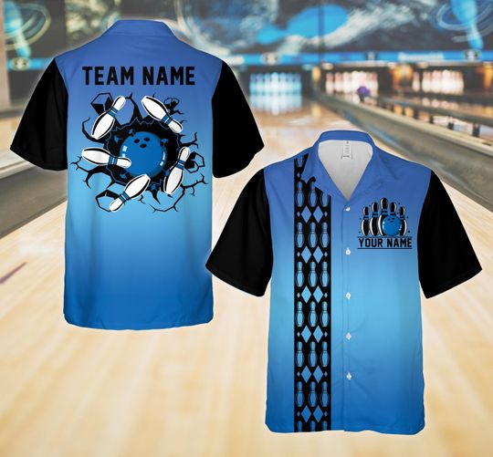 Discover Personalized Name Bowling Hawaiian Shirt, Custom Bowling Button Up Shirt Bowling Party Shirt HZ08