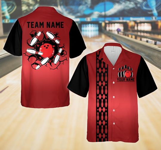 Discover Personalized Name Bowling Hawaiian Shirt, Custom Bowling Button Up Shirt Bowling Party Shirt HZ10