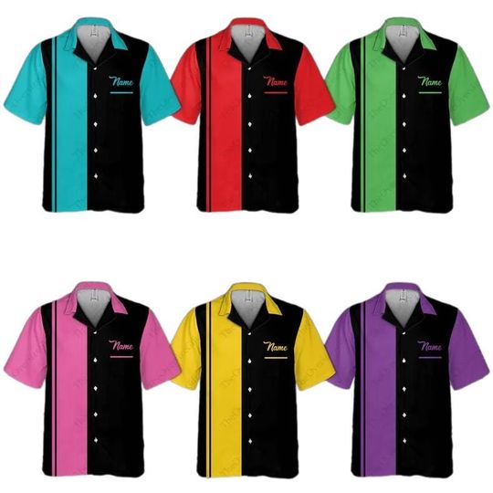 Discover Custom Name Bowling Pocket Hawaiian Shirt, Personalized Bowler Pocket Shirt, Matching Bowling Team Button Down