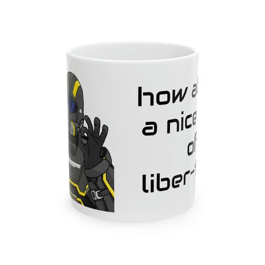 Discover Helldivers 2 Cup of Liber-tea cartoon artwork Ceramic Mug