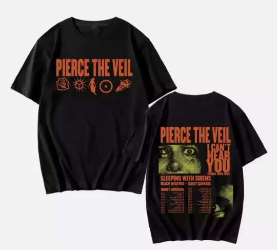 Discover Pierce The Veil I Can't Hear You World Tour 2025 T-shirt Double Sided