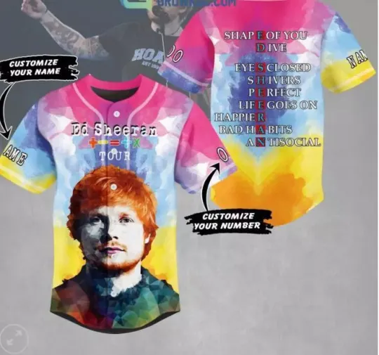 Discover Ed Shee Tour All Hit Song Art Design baseball jersey