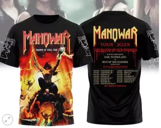 Discover Manowar Tour 2025 3d Shirt, Great new new Tshirt Tour Shirt