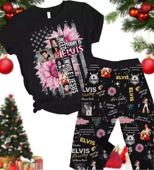 Discover Christmas Elvis Presley Pajamas Set, Elvis King Man Shirt Pants, Rock and Roll