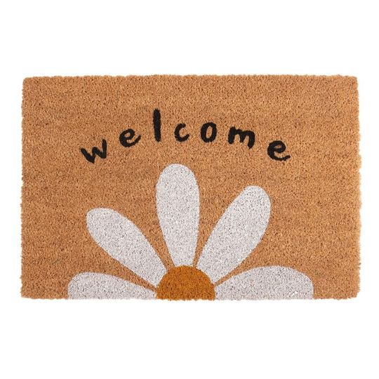 Discover Natural Welcome Daisy Coir Fibre Thick Coir Doormat
