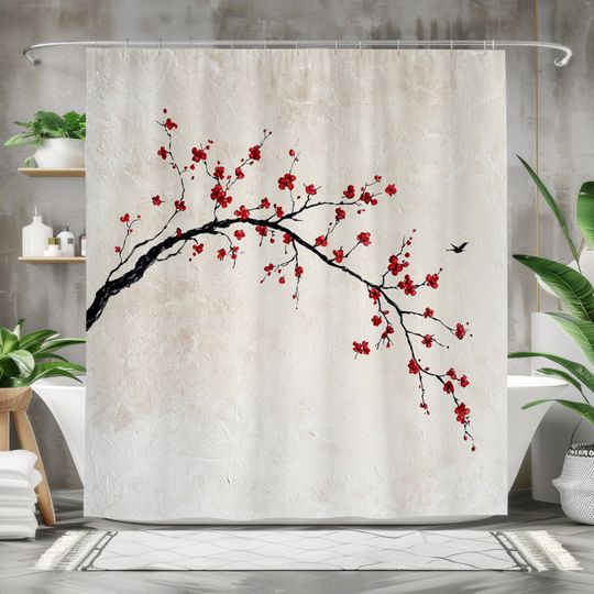 Discover Cherry Blossom Shower Curtain, Bathroom Decor