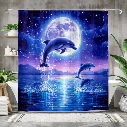 Discover Dolphin Ocean Shower Curtain, Bathroom Decor
