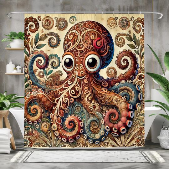 Discover Artistic Octopus Shower Curtain, Bathroom Decor