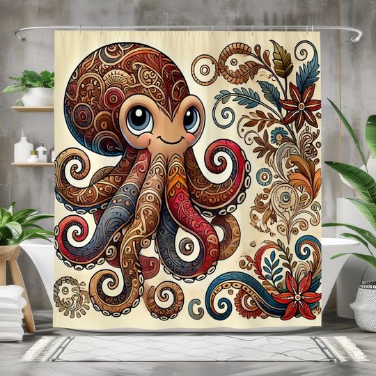 Discover Cute Octopus Shower Curtain, Bathroom Decor