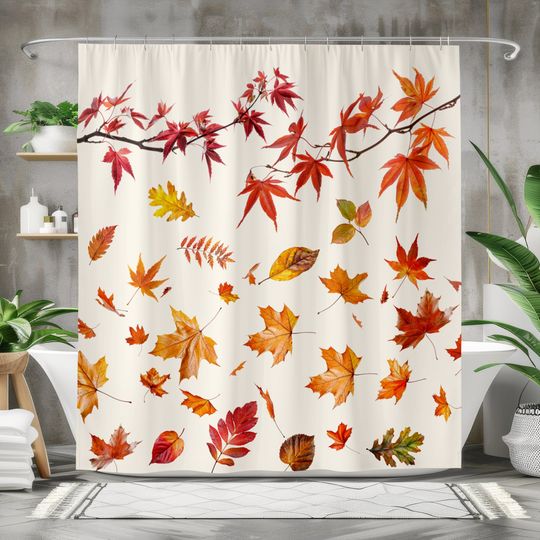 Discover Elegant Autumn Leaves Shower Curtain, Bathroom Decor